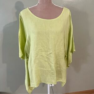 Match Point USA  Lime Green Women's Top Kimono 100% Linen size L